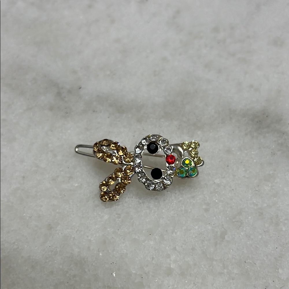 Yellow Rhinestones Bunny Heart Hair Clip